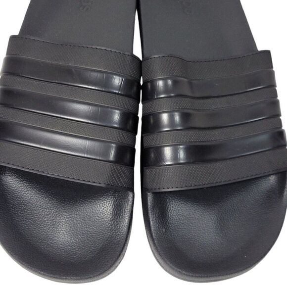 Adidas Adilette Slides Mens Size 18 Black 3 Stripe Shoes Sandals Beach Water NEW main image 3